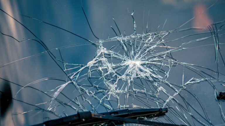 Broken car windshield