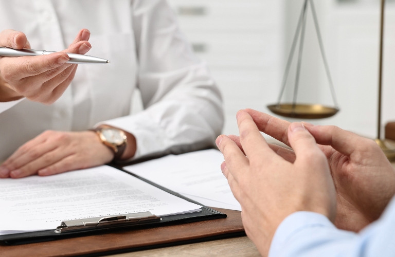 Client is consulting with lawyer