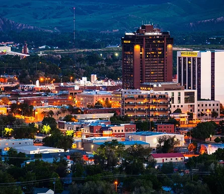 city with many buildings and trees
